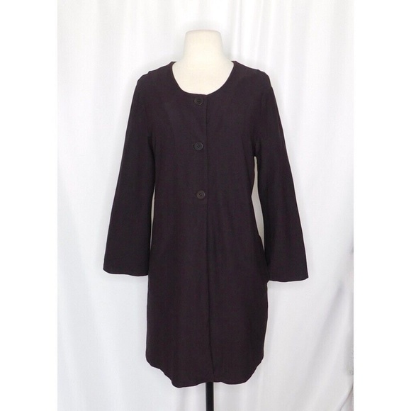 EILEEN FISHER Brown Knit Duster Cardigan Sweater Blazer Lagenlook Small - Picture 3 of 12